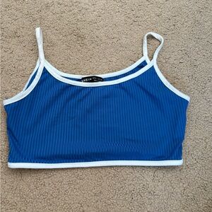 SHEIN Blue and White Striped Crop Top
